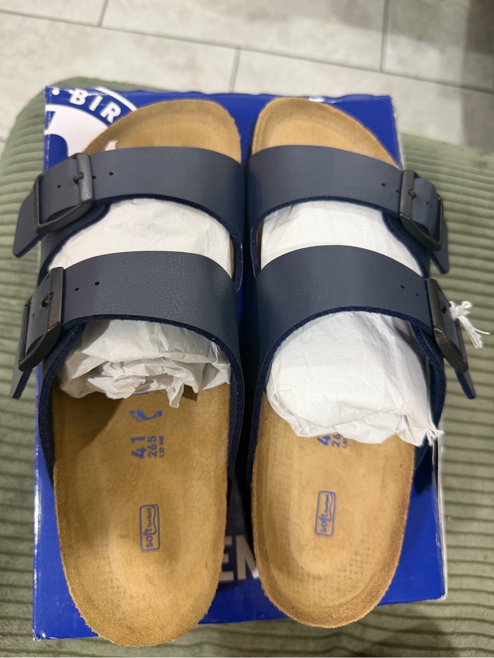 Birkenstock women’s Arizona style Double-Buckle Sandals in Navy